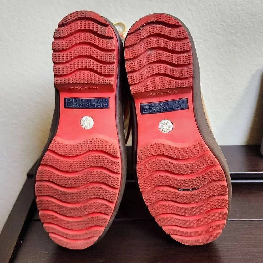 Sperry Top Sider Red Sole Thinsulate Faux Fur Lace Up Quilted Puffer Boot 9.5M